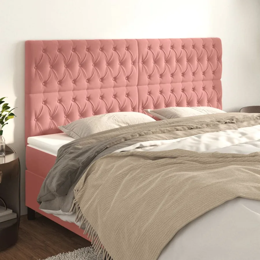 Tête de lit Rose 180x7x118/128 cm Velours