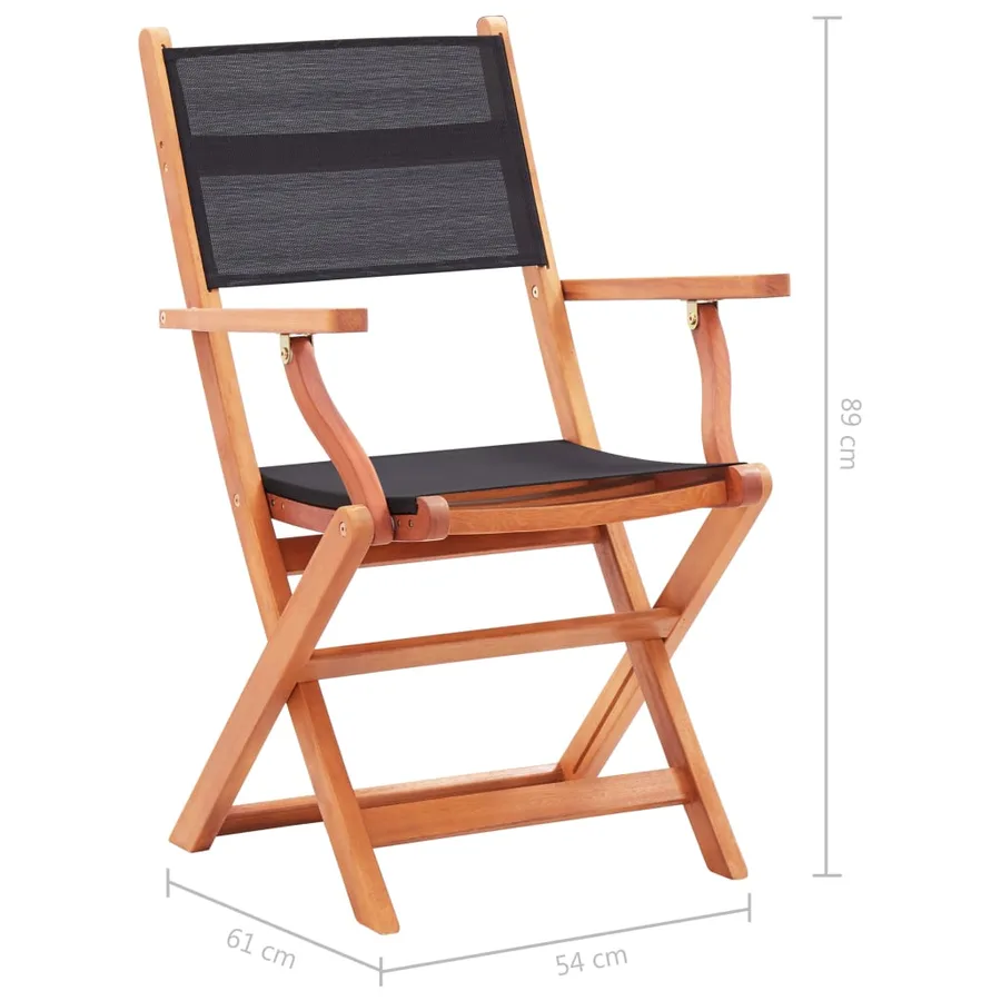 Chaises pliables de jardin lot de 4 Noir Eucalyptus textilène - 9