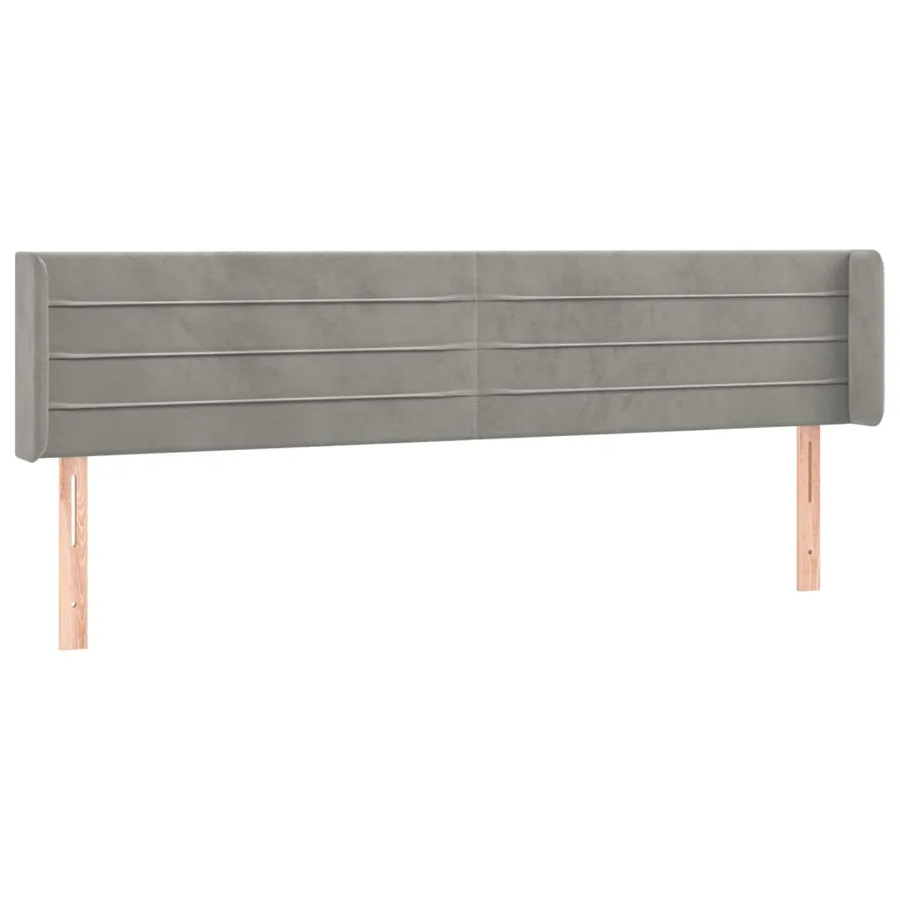 Tête de lit avec oreilles Gris clair 163x16x78/88 cm Velours - 2