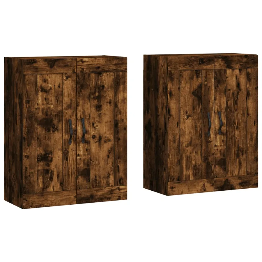 Armoires murales 2 pcs chêne fumé bois d'ingénierie - 2