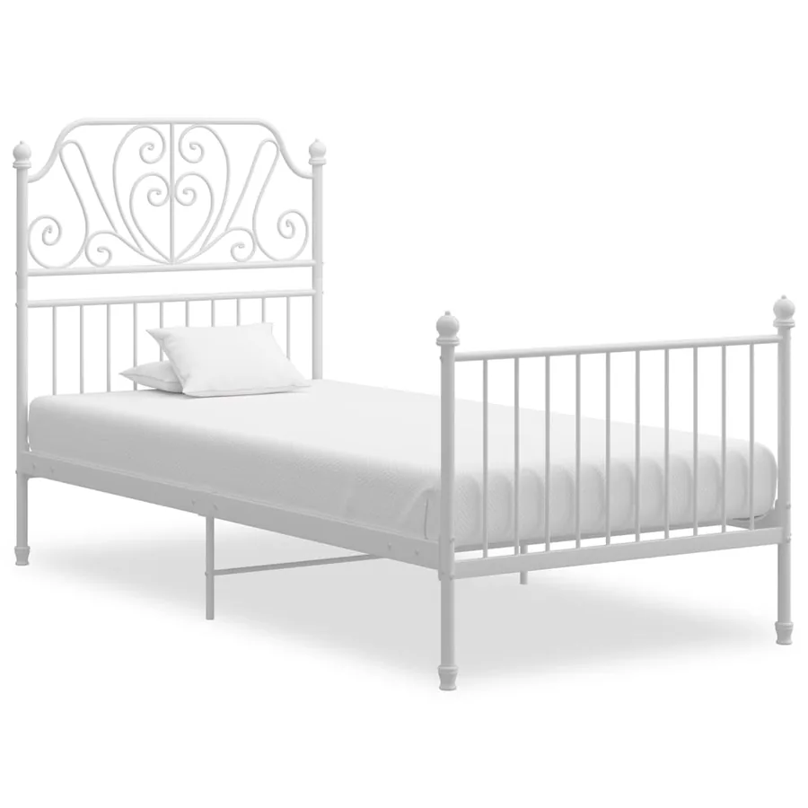 Cadre de lit sans matelas blanc métal 90x200 cm