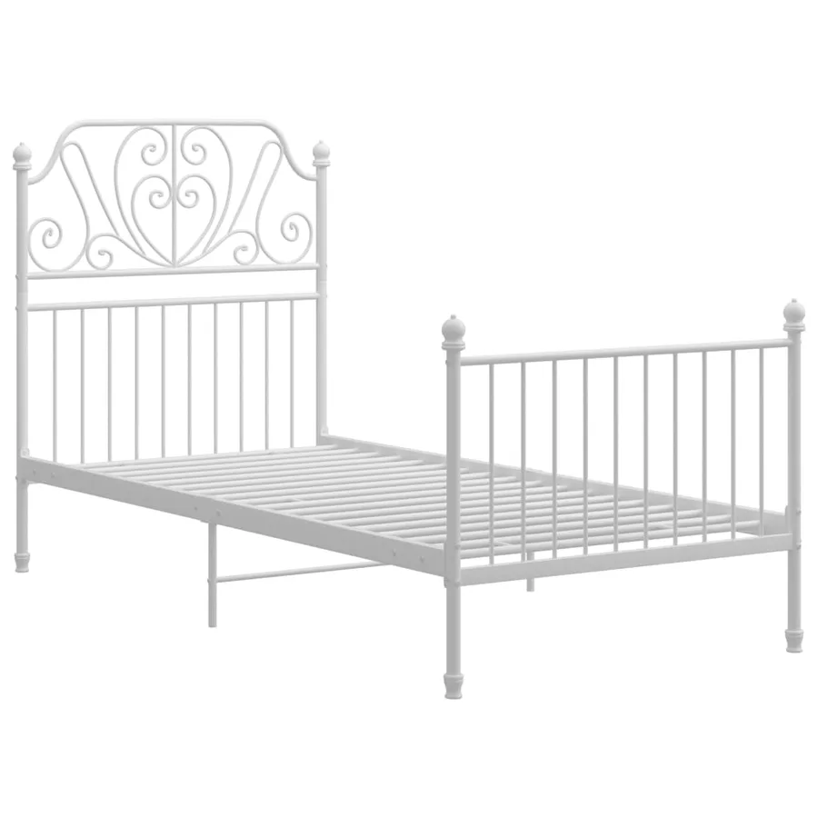 Cadre de lit sans matelas blanc métal 90x200 cm - 2