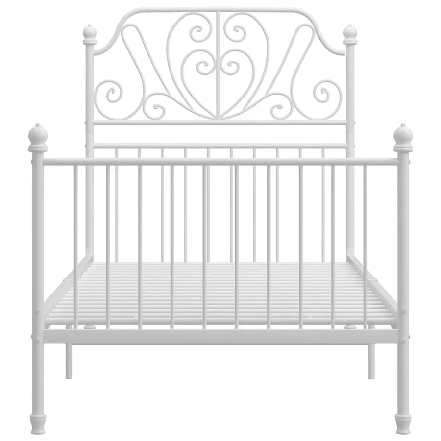 Cadre de lit sans matelas blanc métal 90x200 cm - 3