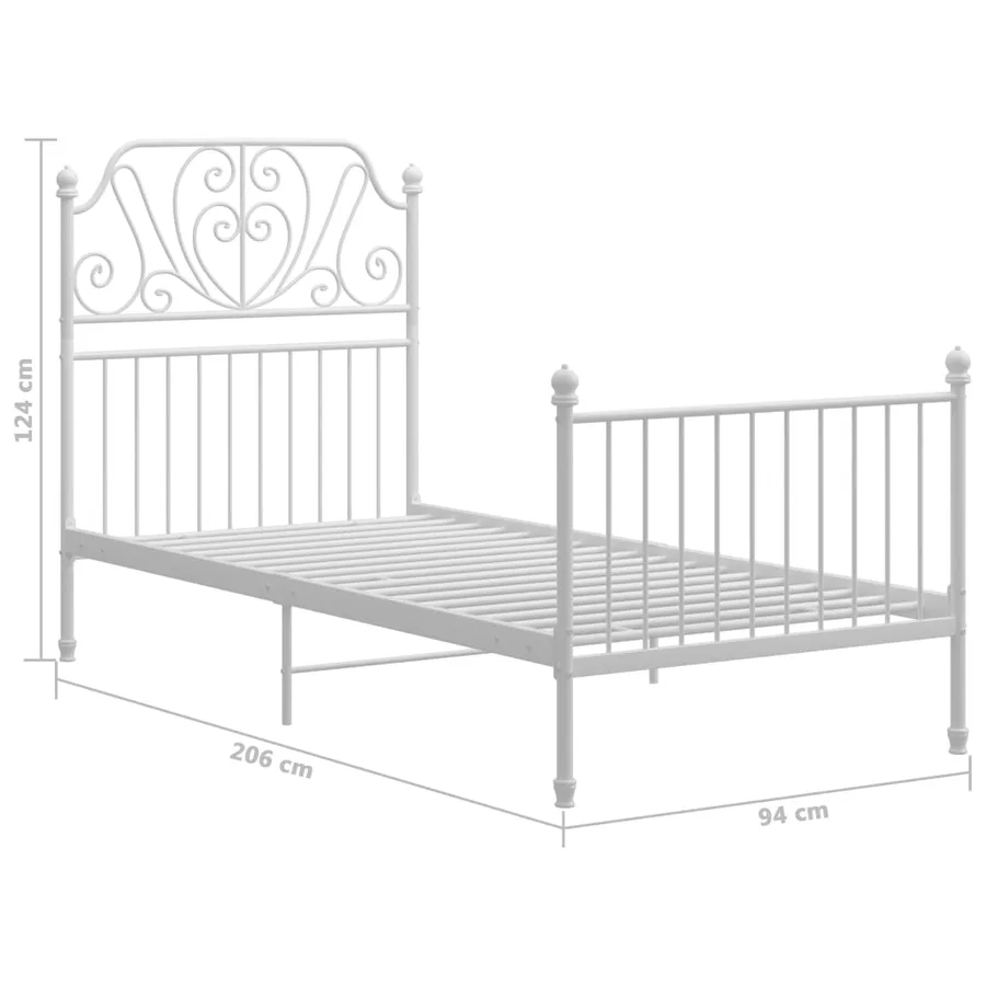 Cadre de lit sans matelas blanc métal 90x200 cm - 6