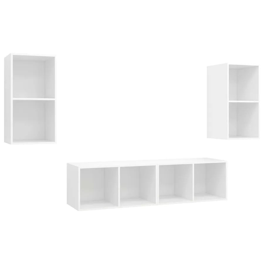 Meubles TV muraux 4 pcs Blanc Bois d'ingénierie - 2