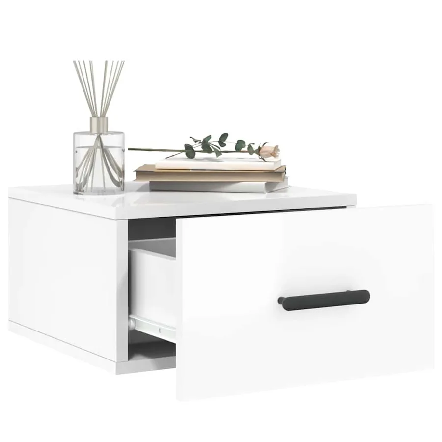 Tables de chevet murales 2 pcs blanc brillant 35x35x20 cm - 4