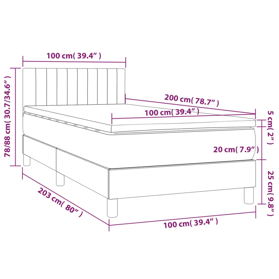 Sommier à lattes de lit avec matelas Bleu 100x200 cm Tissu - 7