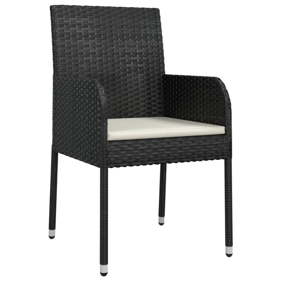 Ensemble à manger de jardin avec coussins 3 pcs Noir - 5