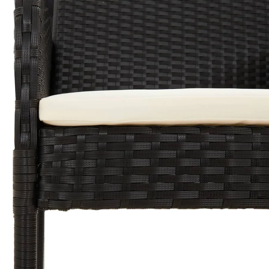 Ensemble à manger de jardin avec coussins 3 pcs Noir - 8