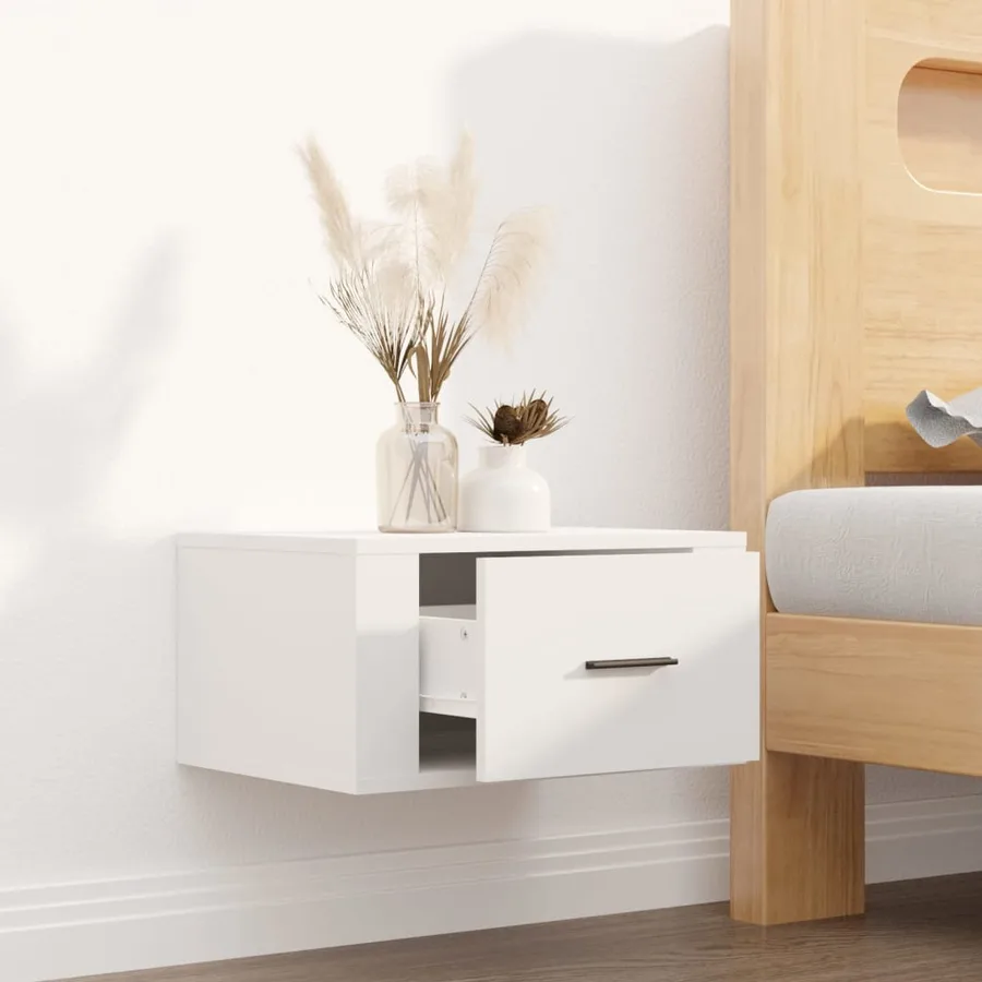Table de chevet murale Blanc 50x36x25 cm - 3