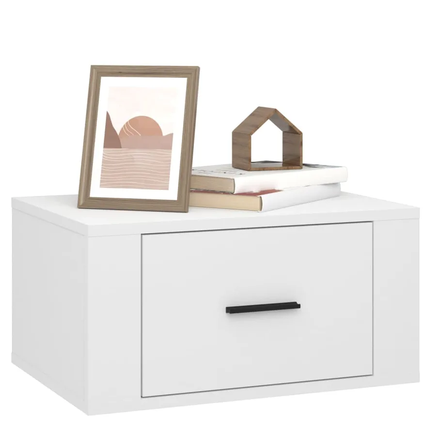 Table de chevet murale Blanc 50x36x25 cm - 4