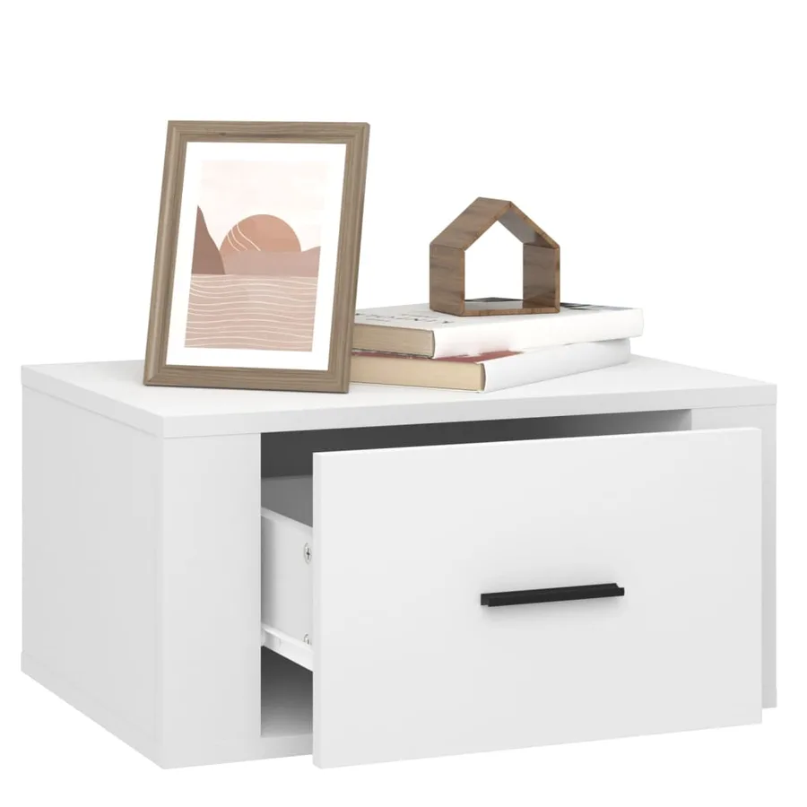Table de chevet murale Blanc 50x36x25 cm - 5