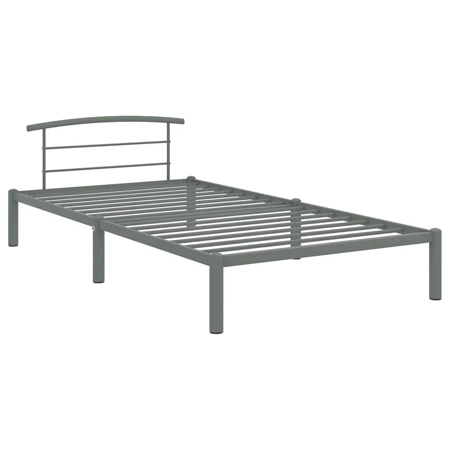 Cadre de lit sans matelas gris métal 90x200 cm - 2