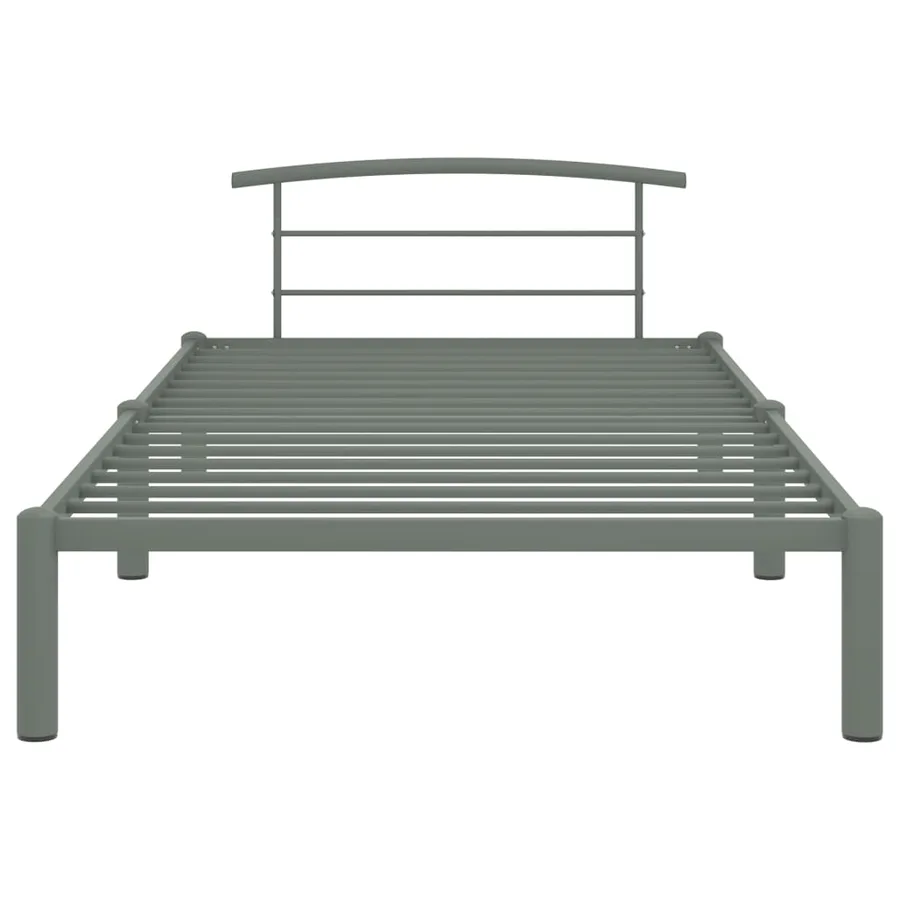 Cadre de lit sans matelas gris métal 90x200 cm - 3