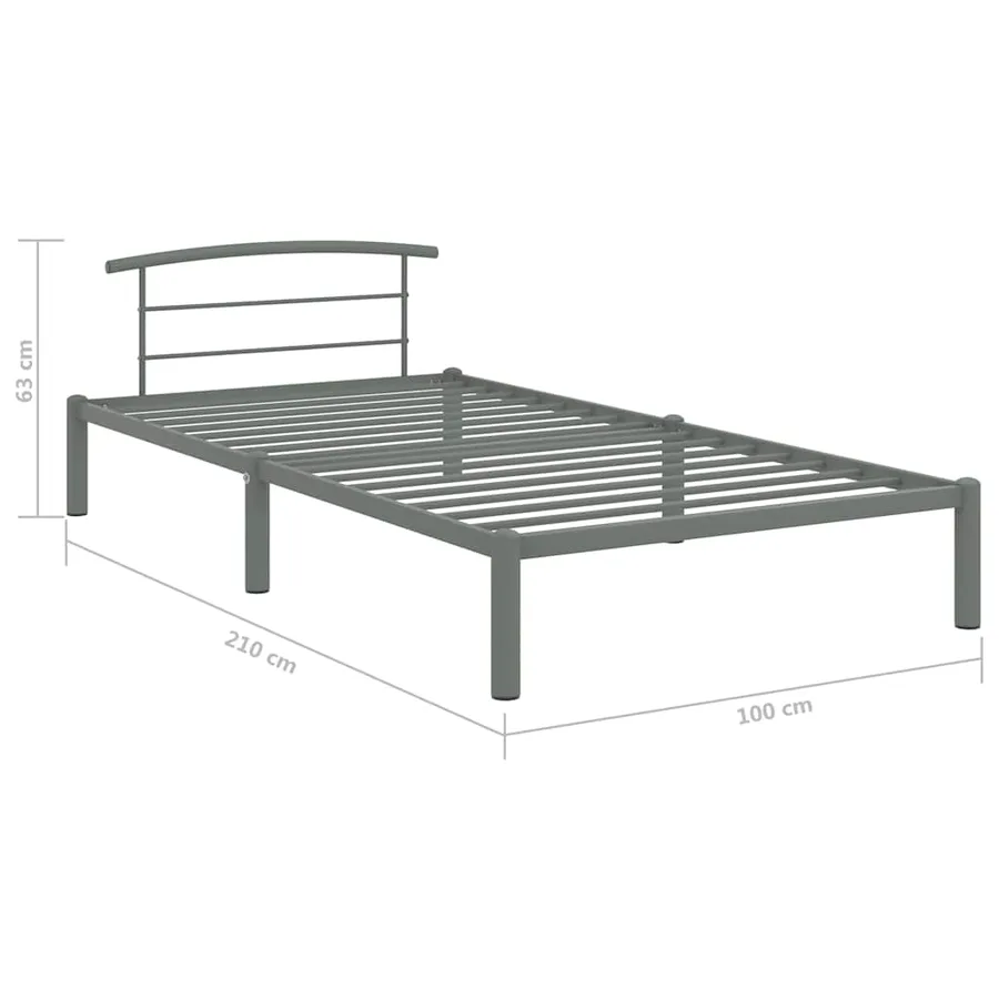 Cadre de lit sans matelas gris métal 90x200 cm - 7