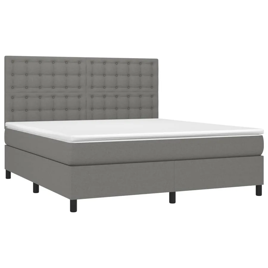 Sommier à lattes de lit avec matelas Gris foncé 180x200cm Tissu - 3