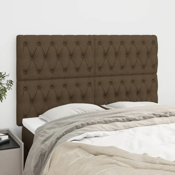 Tête de lit marron foncé 160 x 7 x 118/128 cm en tissu