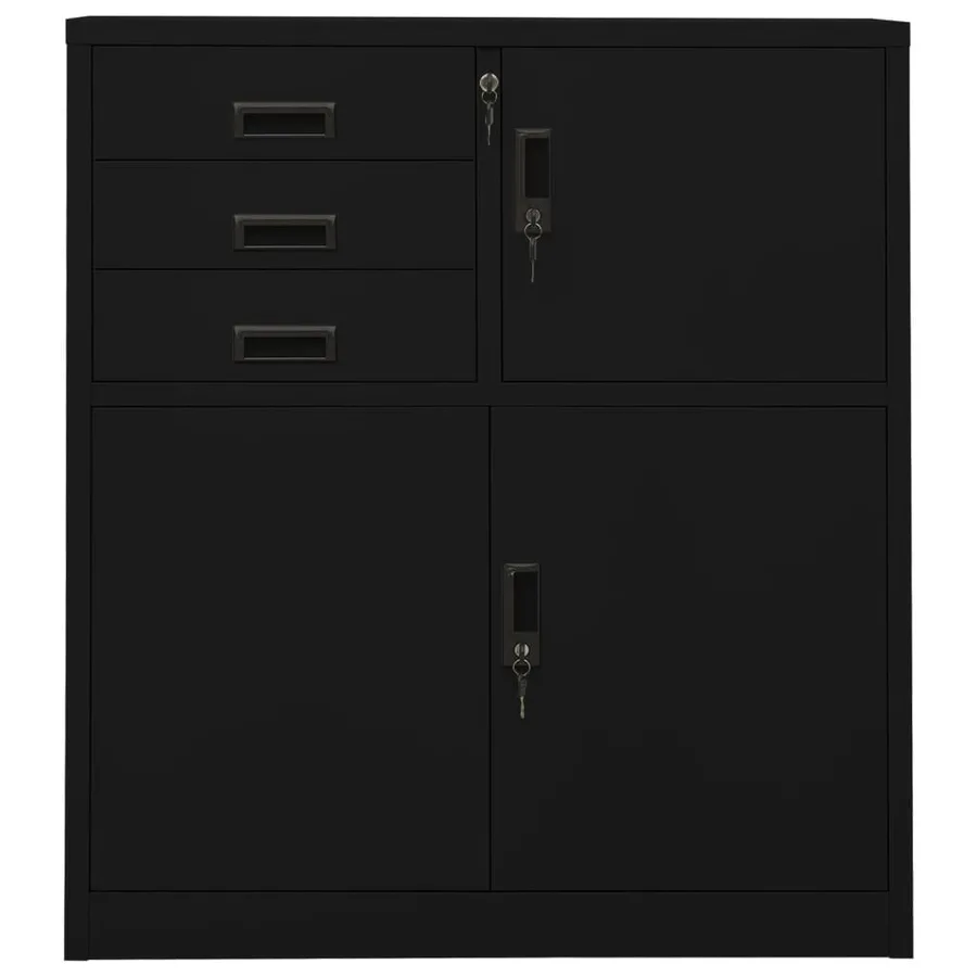 Armoire de bureau Noir 90x40x102 cm Acier - 2