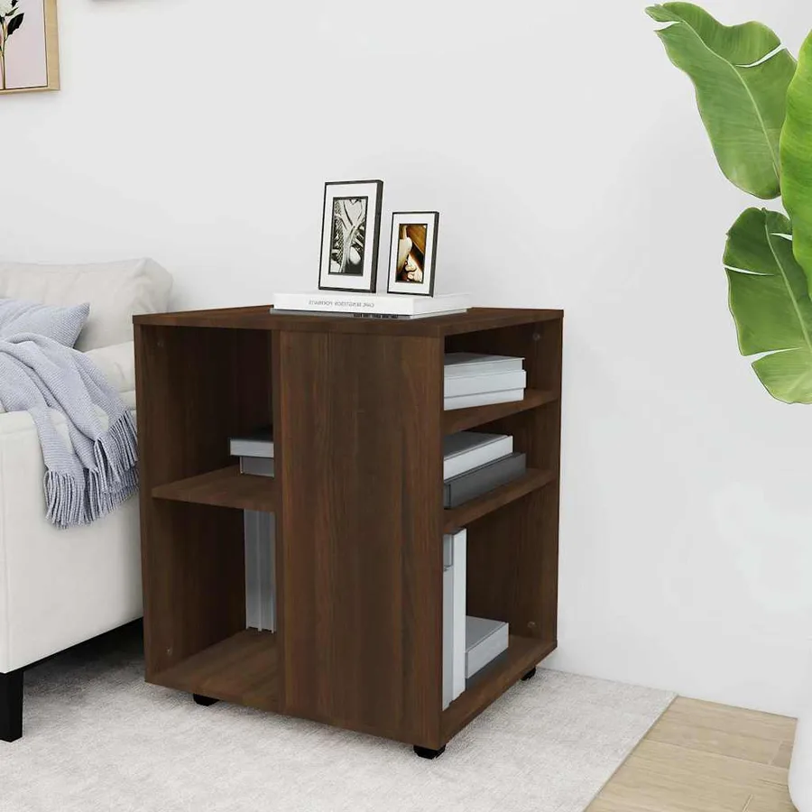 Armoire roulante Chêne marron 60x53x72 cm Bois d'ingénierie - 3