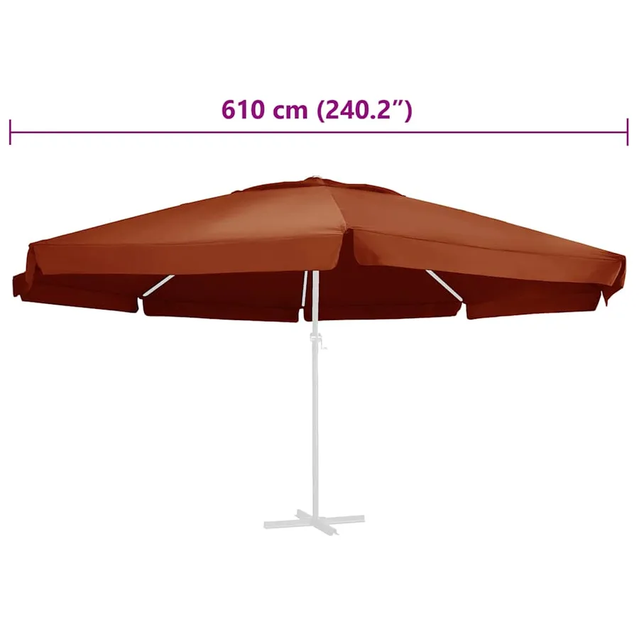Tissu de remplacement de parasol d'extérieur Terre cuite 610 cm - 5