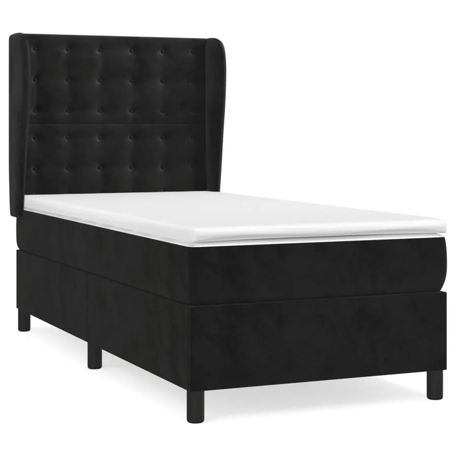 Sommier à lattes de lit avec matelas Noir 100x200 cm Velours - 2