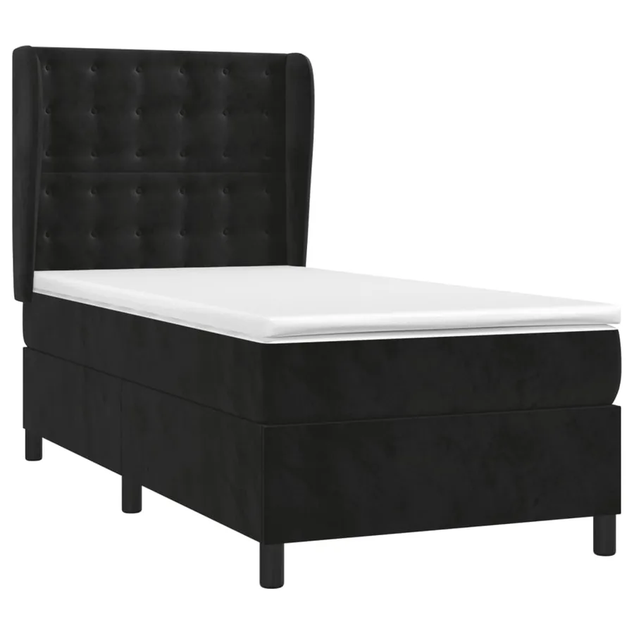 Sommier à lattes de lit avec matelas Noir 100x200 cm Velours - 3