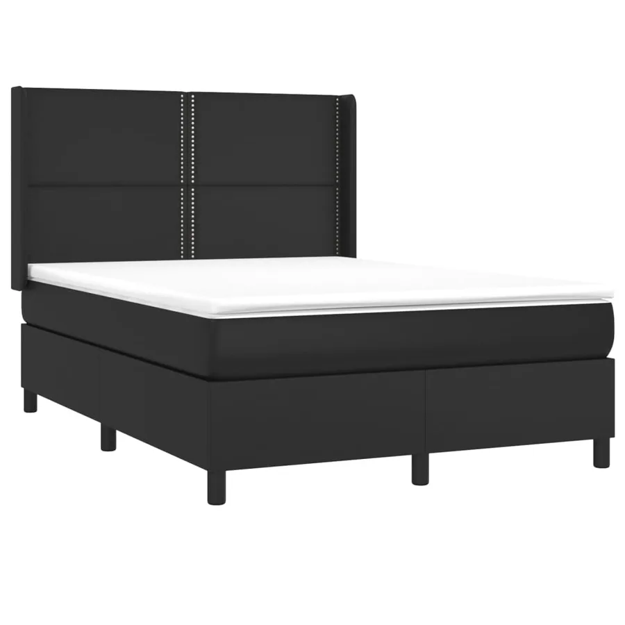 Sommier à lattes de lit matelas LED Noir 140x200cm Similicuir - 4