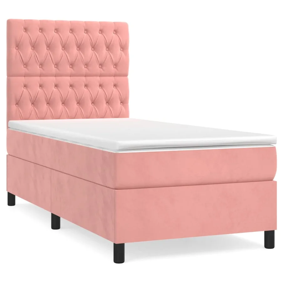 Sommier à lattes de lit avec matelas Rose 90x200 cm Velours - 2
