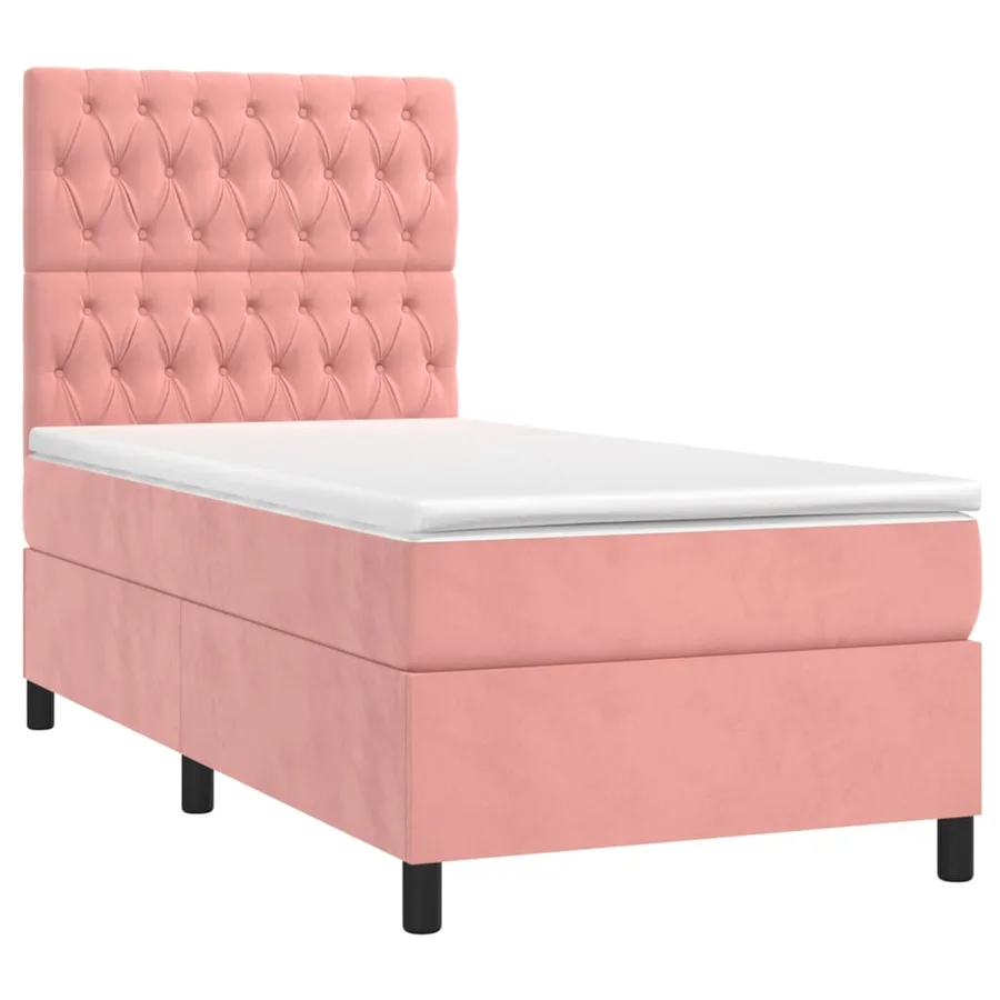 Sommier à lattes de lit avec matelas Rose 90x200 cm Velours - 3