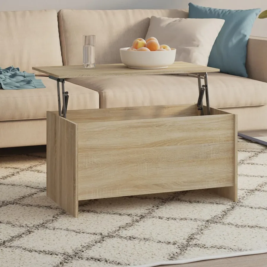 Table basse chêne sonoma 102x55,5x52,5 cm bois d'ingénierie