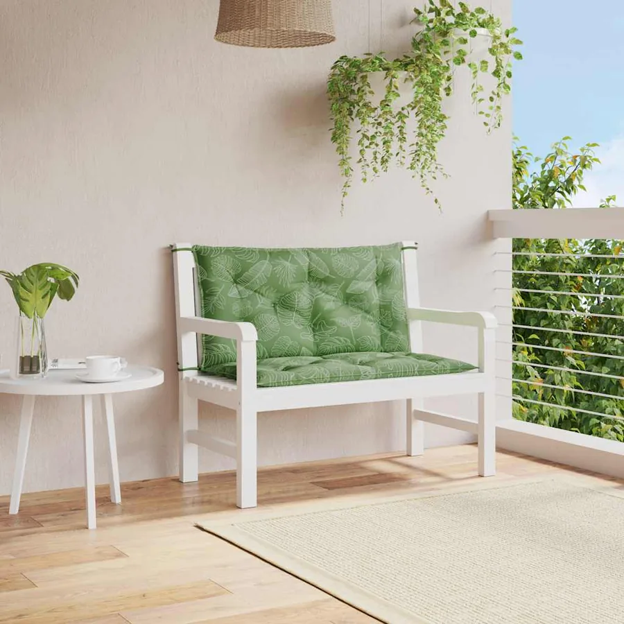 Coussins de banc de jardin lot de 2 motif de feuilles