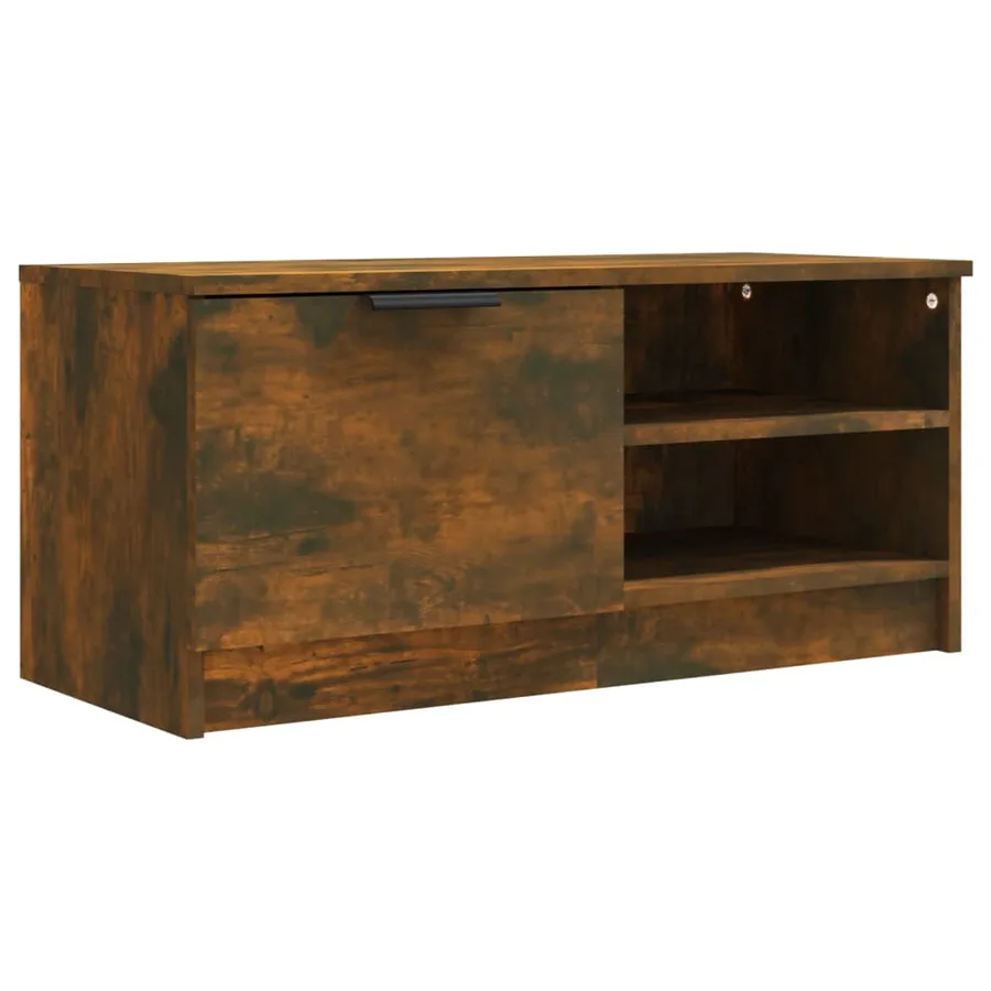 Meuble TV Chêne fumé 80x35x36,5 cm Bois d'ingénierie - 2
