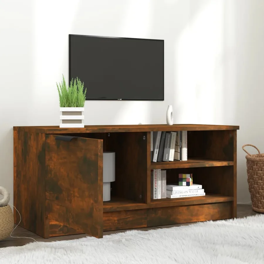 Meuble TV Chêne fumé 80x35x36,5 cm Bois d'ingénierie - 3