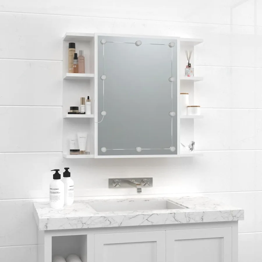 Armoire à miroir avec LED Blanc brillant 70x16,5x60 cm - 4