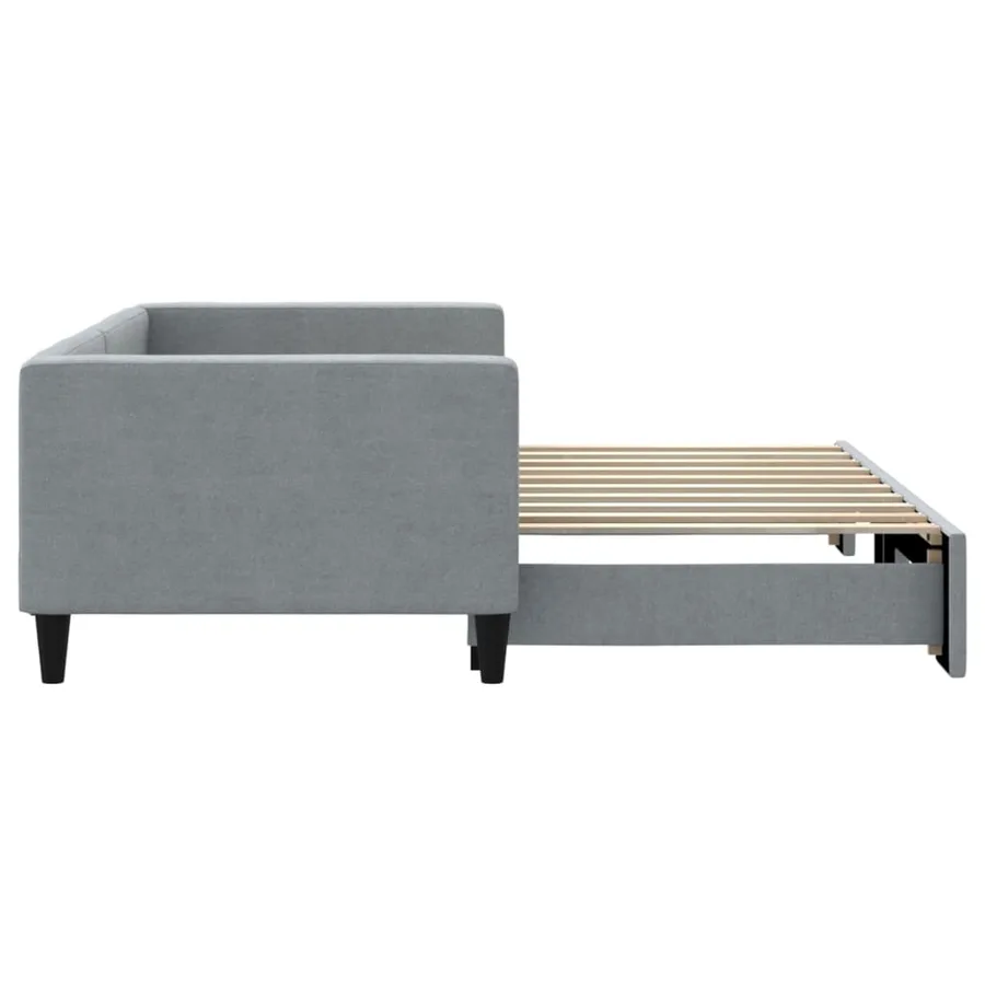 Lit de jour avec lit gigogne gris clair 90x190 cm tissu - 4