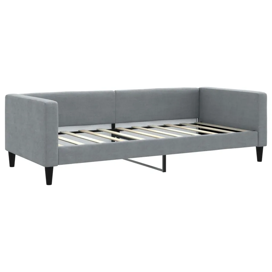 Lit de jour avec lit gigogne gris clair 90x190 cm tissu - 6