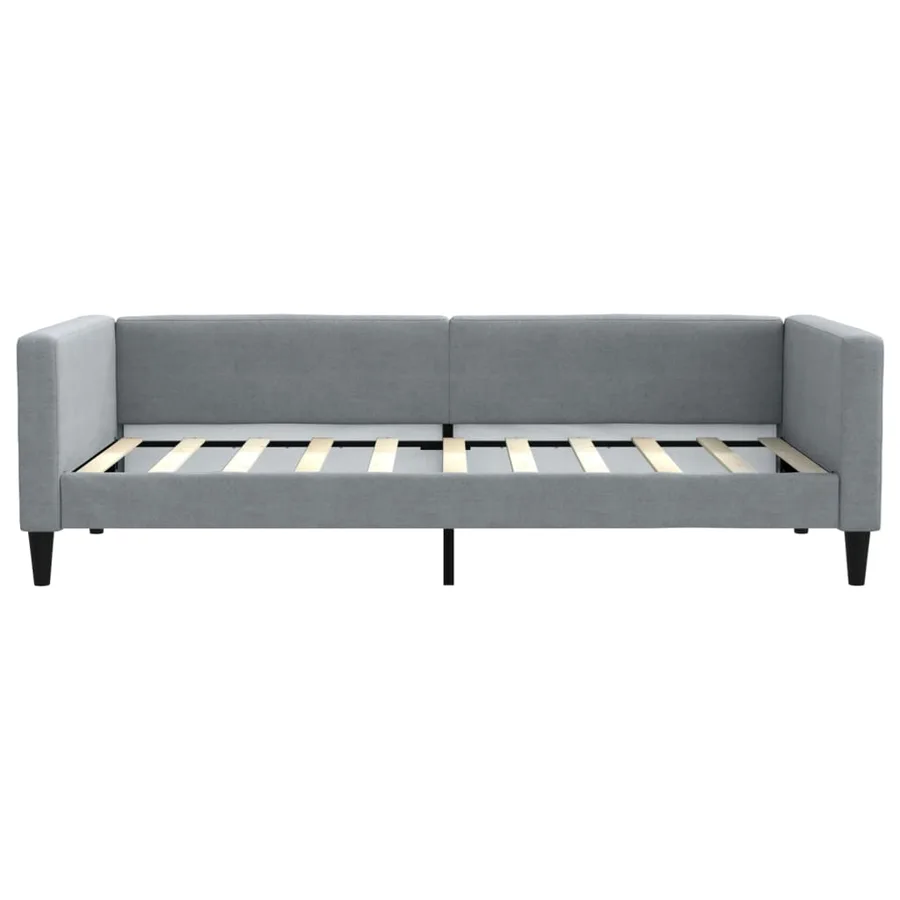 Lit de jour avec lit gigogne gris clair 90x190 cm tissu - 7