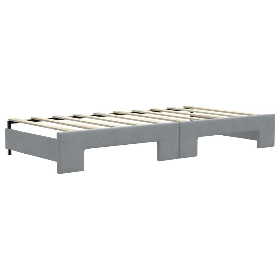 Lit de jour avec lit gigogne gris clair 90x190 cm tissu - 8