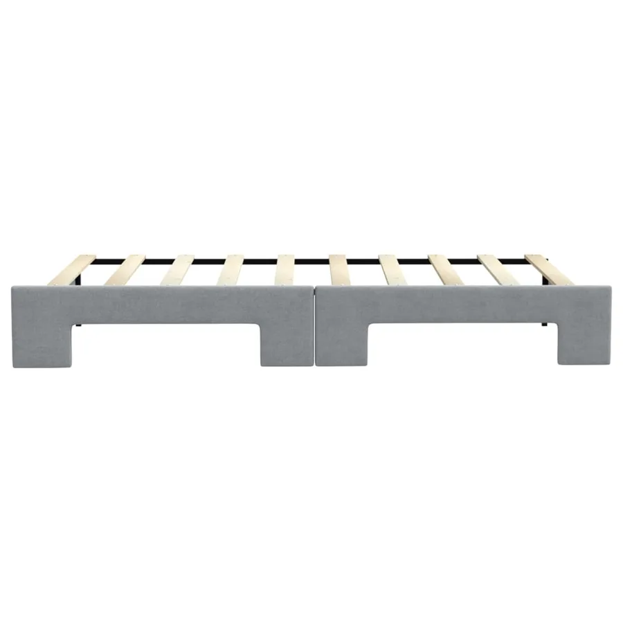 Lit de jour avec lit gigogne gris clair 90x190 cm tissu - 9