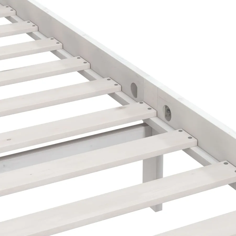 Cadre de lit sans matelas blanc bois de pin massif - 6
