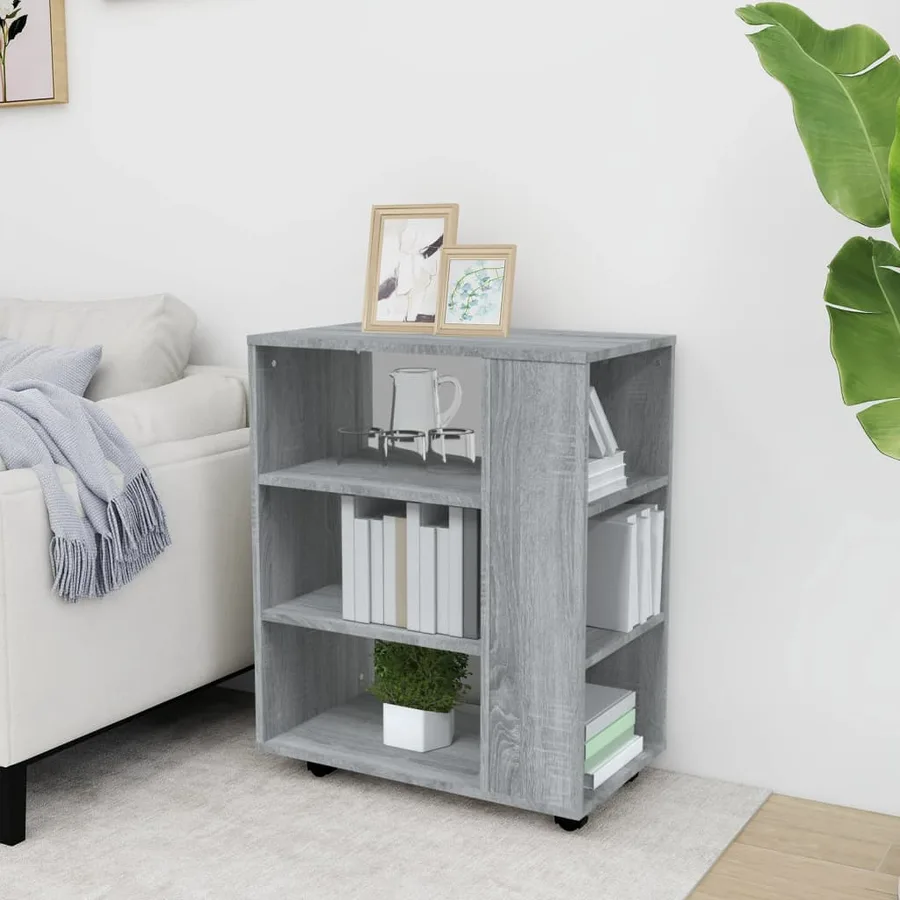 Armoire roulante Sonoma gris 60x35x75 cm Bois d'ingénierie - 3