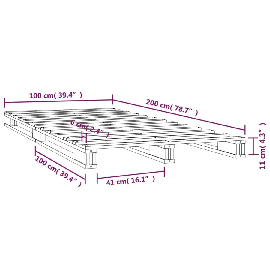 Lit de palette 100x200 cm bois de pin massif - 8