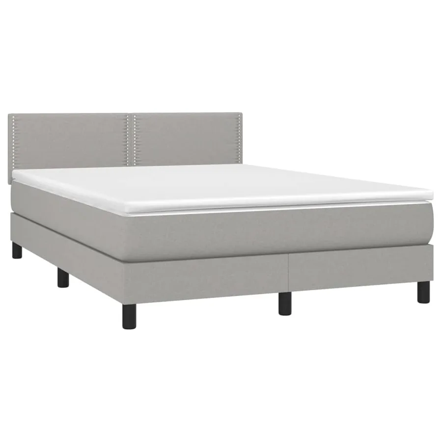Sommier à lattes de lit et matelas et LED Gris clair 140x200 cm - 3