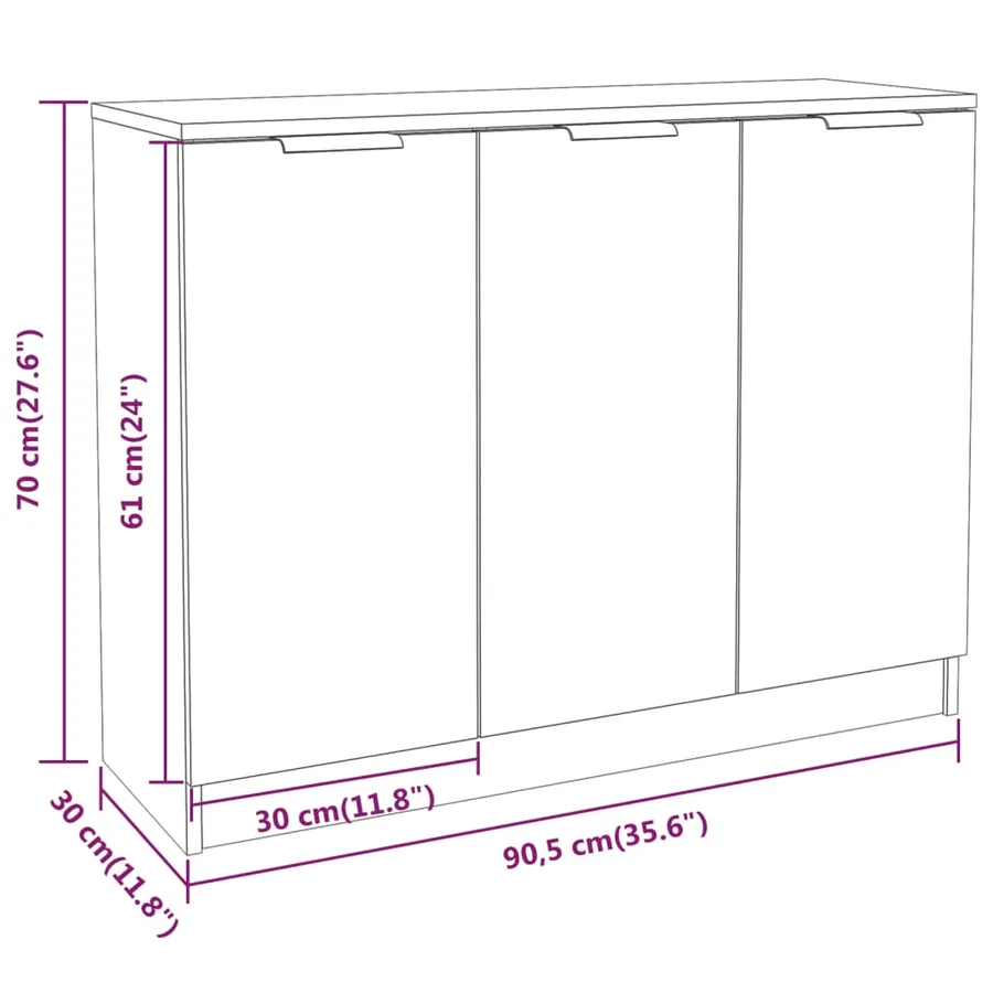 Buffet Sonoma gris 90,5x30x70 cm Bois d'ingénierie - 9