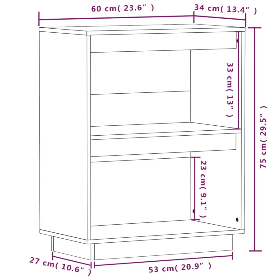 Armoire console Blanc 60x34x75 cm Bois de pin solide - 8