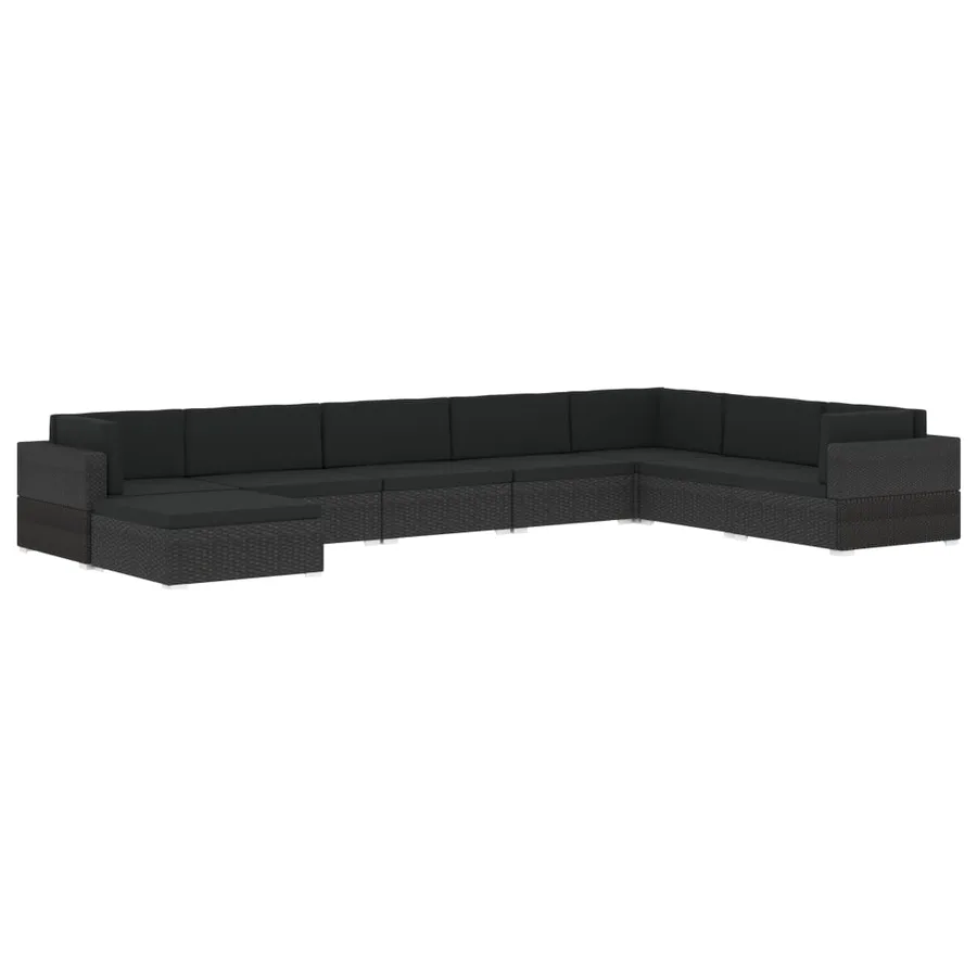 Repose-pied sectionnel 1 pc avec coussin Résine tressée Marron - 11