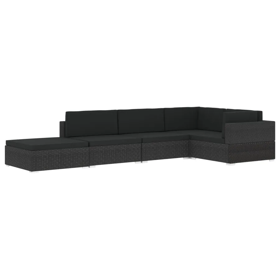 Repose-pied sectionnel 1 pc avec coussin Résine tressée Marron - 12