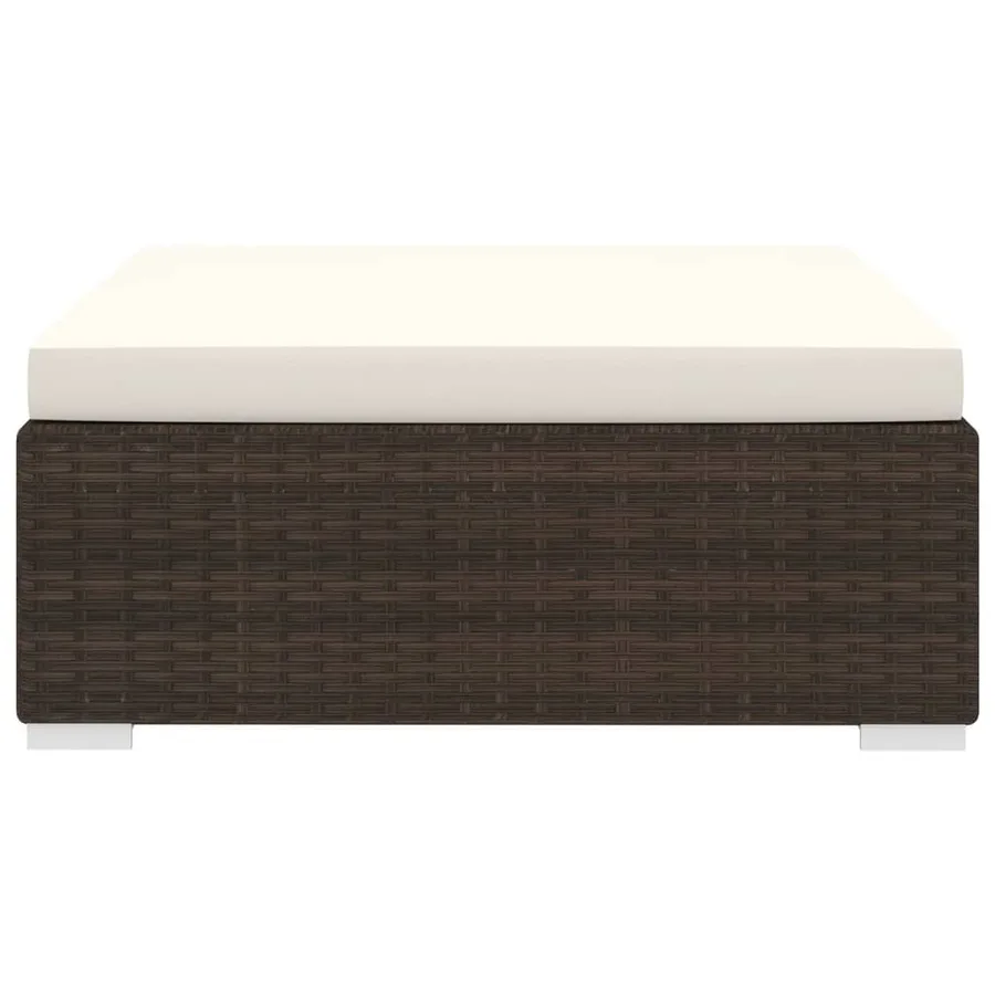 Repose-pied sectionnel 1 pc avec coussin Résine tressée Marron - 3