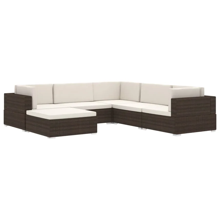 Repose-pied sectionnel 1 pc avec coussin Résine tressée Marron - 5