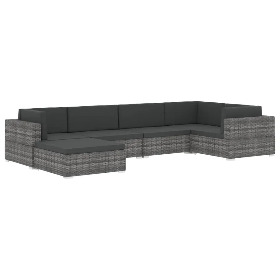 Repose-pied sectionnel 1 pc avec coussin Résine tressée Marron - 7